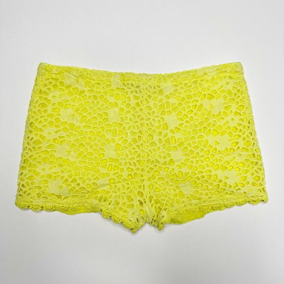 Temptation Positano Eyelet Lace Shorts Drawstring in Yellow Size Medium - Picture 5 of 9
